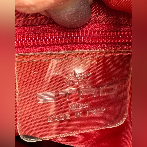 ETRO-Authentic- Red canvas Shoulder Tote - Picture 10 of 15